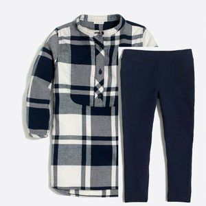 NEW J. CREW CREWCUTS 2pc Outfit Set Flannel PlaidTunic, French Terry Leggings
